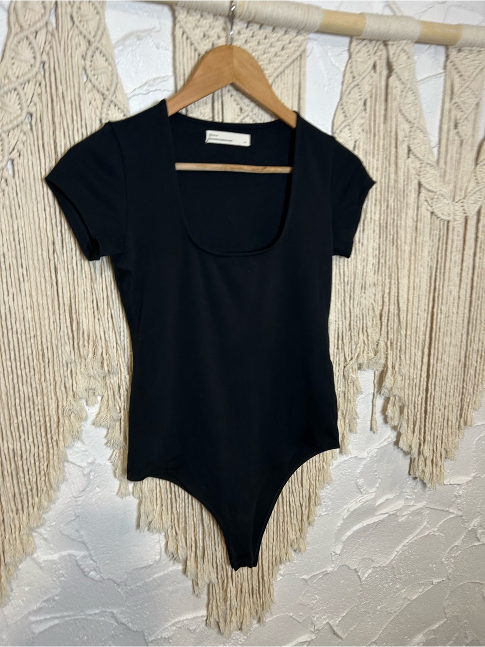 Oak + Fort Oak Refined Black Short Sleeve Bodysuit Capsule Wardrobe Minimalist - Picture 5 of 13